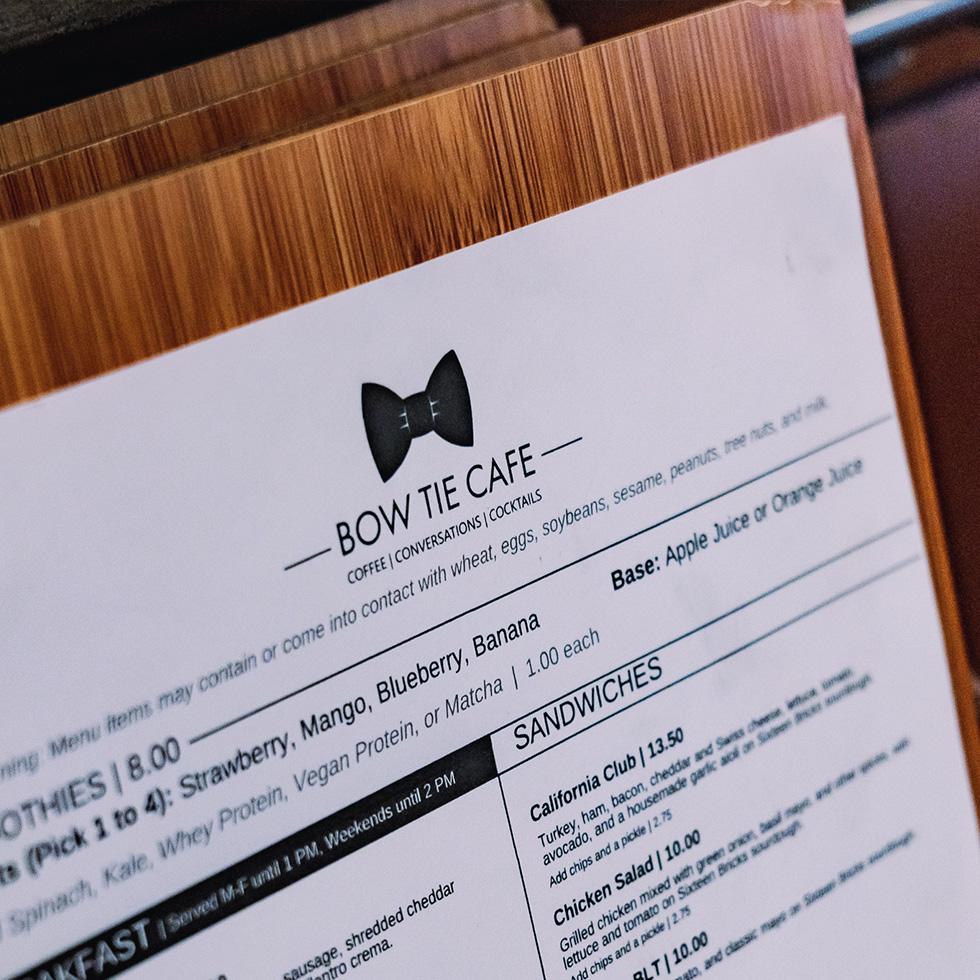 Bow Tie Cafe menu